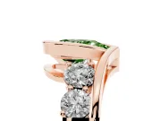 Fancy Green Pear Cut Diamond Bezel Bypass Ring Set in Rose gold with Round Accents