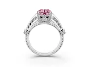 Round Vintage Milgrain Engagement Ring Setting for a Fancy Pink Lab-Grown Diamond | Hidden Halo | Platinum