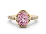 Radiant Cut Floral Pavé Engagement Ring Setting for a Fancy Pink Lab-Grown Diamond | Yellow Gold