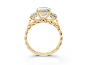 Princess Cut Three Stone Engagement Ring Setting | Braided Band | Yellow Gold