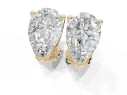 Radiant Cut Lab-Grown Diamond Solitaire Basket Stud Earrings | Open Gallery | Yellow Gold