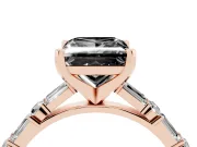 Princess Cut Baguette Side Stone Engagement Ring Setting for a Black Center | Rose Gold