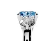 Oval Three Stone Engagement Ring Setting for a Fancy Blue Lab-Grown Diamond | Open Prong Baskets | White Gold