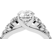 Oval Cut Diamond Solitaire Ring Set in Platinum with Pavé-Set Band and Prong Setting