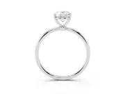 Oval Thin Solitaire Engagement Ring Setting | Straight Plain Band | Sterling Silver