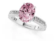 Oval Vintage Pavé Engagement Ring Setting for a Fancy Pink Lab-Grown Diamond | Platinum