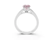 Fancy Pink Oval Cut Diamond Solitaire Ring Set in Platinum with Channel-Set Band and Prong Setting
