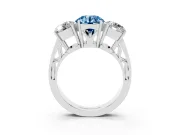 Round Engagement Ring Setting for a Fancy Blue Lab-Grown Diamond | Three Stone | Sterling Silver