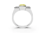 Radiant Cut Channel-Set Three Stone Engagement Ring Setting for a Fancy Yellow Lab-Grown Diamond | Platinum