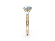 Heart-Shaped Tapered Baguette Engagement Ring Setting for a Fancy Blue Lab-Grown Diamond | Bar Set Sides | Yellow Gold