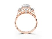 Princess Cut Three Stone Engagement Ring Setting | Braided Band | Rose Gold
