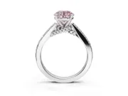 Round Pavé Solitaire Engagement Ring Setting for a Fancy Pink Lab-Grown Diamond | Crossover Gallery | Sterling Silver