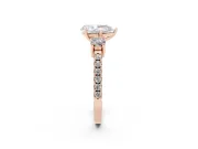 Pear-Shaped Three Stone Pavé Engagement Ring Setting | Round Side Stones | Rose Gold