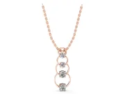 Round Lab-Grown Diamond Linked Circle Drop Pendant Necklace | Plain Wire | Rose Gold