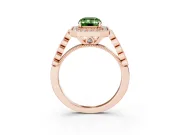 Emerald Cut Graduated Milgrain Halo Engagement Ring Setting for a Fancy Green Lab-Grown Diamond | Rose Gold