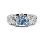Heart-Shaped 3 Stone Engagement Ring Setting for a Fancy Blue Lab-Grown Diamond | Sterling Silver - Design NV-24895