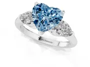 Heart-Shaped 3-Stone Engagement Ring Setting for a Fancy Blue Lab-Grown Diamond | White Gold