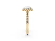 Princess Cut Halo Engagement Ring Setting | Pave Shoulders | Yellow Gold