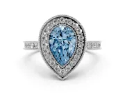 Pear-Shaped Vintage Milgrain Halo Engagement Ring Setting for a Fancy Blue Lab-Grown Diamond | Bezel Head | Platinum