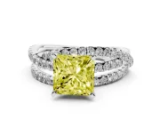 Princess Cut Twisted Pavé Engagement Ring Setting for a Fancy Yellow Lab-Grown Diamond | White Gold