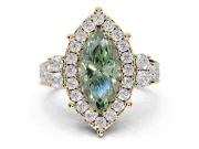 Marquise Halo Engagement Ring Setting for a Fancy Green Lab-Grown Diamond | Graduated Channel Band | Yellow Gold