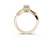 Emerald Cut Tapered Baguette Engagement Ring Setting | Bar Set Sides | Yellow Gold