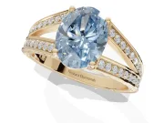 Oval Split Shank Pavé Engagement Ring Setting for a Fancy Blue Lab-Grown Diamond | Yellow Gold