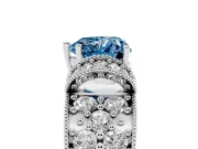 Heart-Shaped Vintage Pave Engagement Ring Setting for a Fancy Blue Lab-Grown Diamond | Milgrain Edges | Platinum