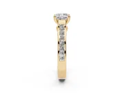 Cushion Cut Cathedral Channel Set Engagement Ring Setting | Double Claw Prongs | Yellow Gold
