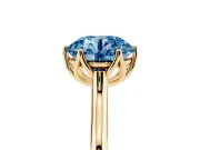 Round Cathedral Solitaire Engagement Ring Setting for a Fancy Blue Lab-Grown Diamond | Tulip Gallery | Yellow Gold