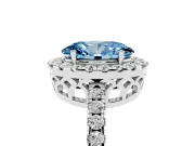 Oval Halo Engagement Ring Setting for a Fancy Blue Lab-Grown Diamond | Pavé Band | White Gold