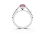 Radiant Cut Halo Pavé Engagement Ring Setting for a Fancy Pink Lab-Grown Diamond | Sterling Silver