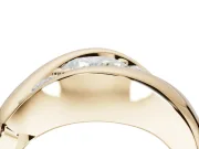 Cushion Cut Three Stone Bypass Engagement Ring Setting | Sculpted Crossover Band | Yellow Gold