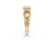Asscher Cut Vintage Filigree Solitaire Engagement Ring Setting | Accented Basket | Yellow Gold