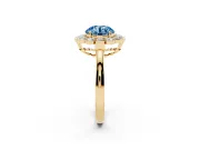 Round Scalloped Cluster Halo Engagement Ring Setting for a Fancy Blue Lab-Grown Diamond | Plain Band | Yellow Gold