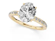 Oval Hidden Halo Pavé Engagement Ring Setting | Micro Pavé Band | Yellow Gold