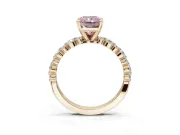 Radiant Cut Pavé Engagement Ring Setting for a Fancy Pink Lab-Grown Diamond | Alternating Accents | Yellow Gold