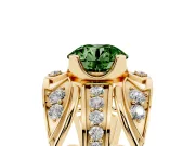 Round Art Deco Graduated Engagement Ring Setting for a Fancy Green Lab-Grown Diamond | Yellow Gold