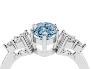 Marquise Cluster Side Stone Engagement Ring Setting for a Fancy Blue Lab-Grown Diamond | Plain Band | Sterling Silver