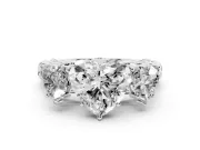 Heart-Shaped Three Stone Engagement Ring Setting | Braided Band | White Gold