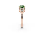 Round Cluster Side Stone Engagement Ring Setting for a Fancy Green Lab-Grown Diamond | Rose Gold