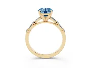 Round Baguette Side Stone Engagement Ring Setting for a Fancy Blue Lab-Grown Diamond | Yellow Gold