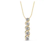 Round Lab-Grown Diamond Graduated Swirl Drop Pendant Necklace | S-Curve Ribbon | Yellow Gold