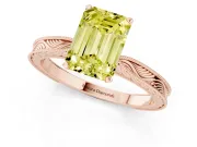 Emerald Cut Engraved Engagement Ring Setting for a Fancy Yellow Lab-Grown Diamond | Rose Gold