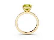 Asscher Cut Pavé Solitaire Engagement Ring Setting for a Fancy Yellow Lab-Grown Diamond | Yellow Gold