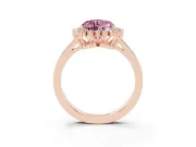 Fancy Pink Heart Cut Diamond Halo Ring Set in Rose gold with Round Halo and Smooth Solitaire Band