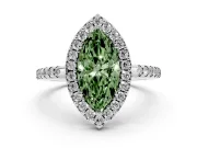 Marquise Pave Halo Engagement Ring Setting for a Fancy Green Lab-Grown Diamond | Pave Band | Platinum