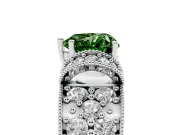 Fancy Green Heart Cut Diamond Milgrain Halo Pavé Engagement Ring Set in White gold with Prong Setting