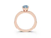 Fancy Blue Marquise Cut Diamond Solitaire Ring Set in Rose gold with Slim Pavé Band and Prong Setting
