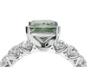 Princess Cut Engagement Ring Setting for a Fancy Green Lab-Grown Diamond | Sterling Silver - Design NV-24455